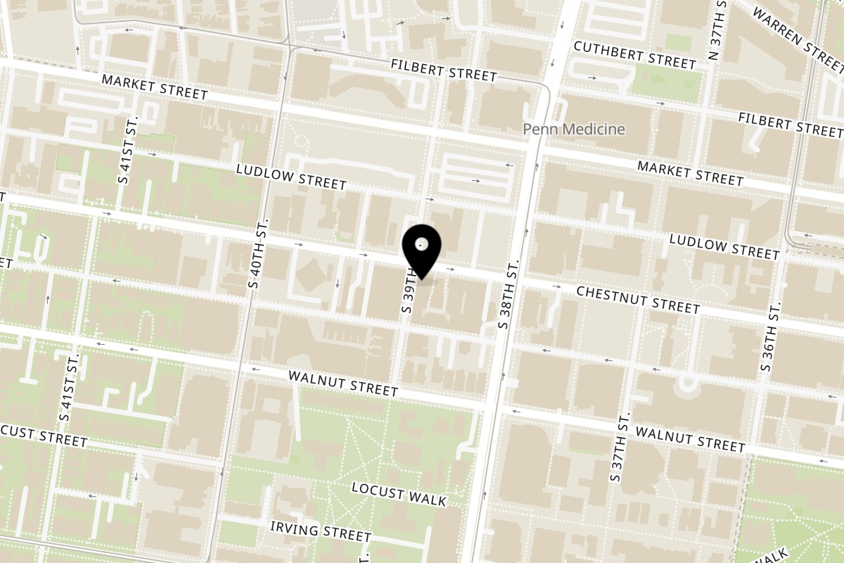 Map showing the location of Carters Pizza and Beer on 3816 Chestnut St #1 in Philadelphia